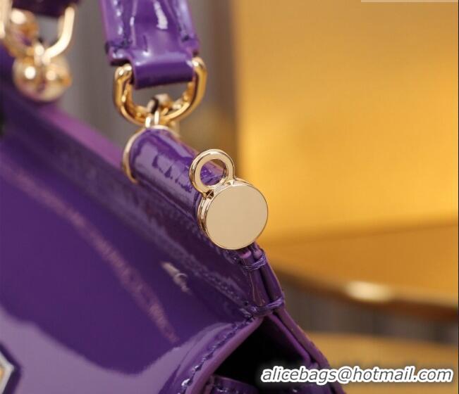 Super Quality Dolce&Gabbana Patent Calfskin Small Sicily handbag BB6111 Purple 2024