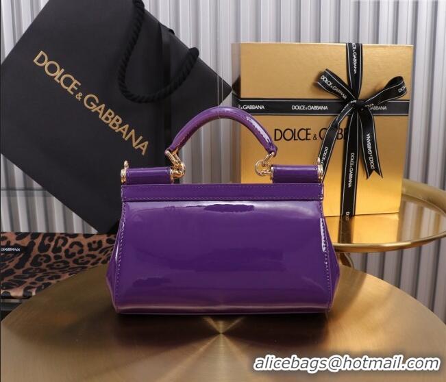 Super Quality Dolce&Gabbana Patent Calfskin Small Sicily handbag BB6111 Purple 2024