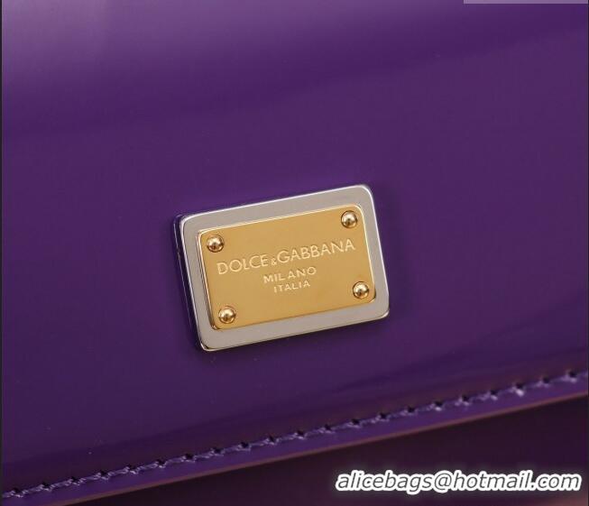 Super Quality Dolce&Gabbana Patent Calfskin Small Sicily handbag BB6111 Purple 2024