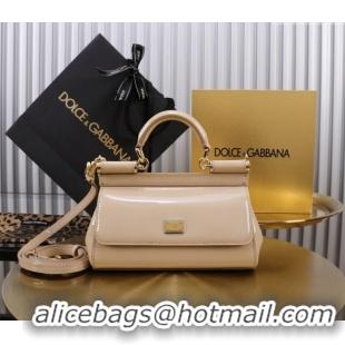 Best Quality Dolce&Gabbana Patent Calfskin Small Sicily handbag BB6111 Nude Pink 2024