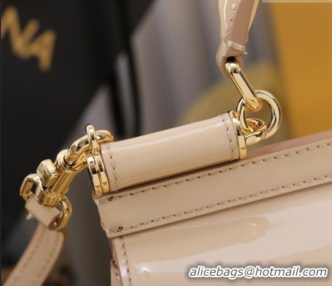 Best Quality Dolce&Gabbana Patent Calfskin Small Sicily handbag BB6111 Nude Pink 2024