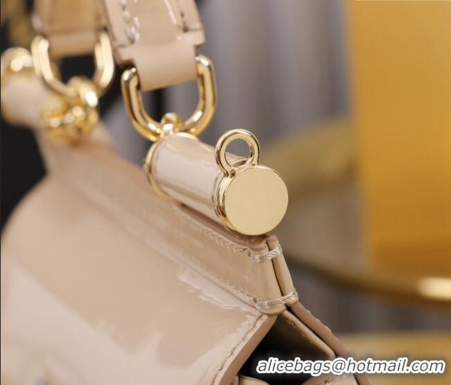 Best Quality Dolce&Gabbana Patent Calfskin Small Sicily handbag BB6111 Nude Pink 2024