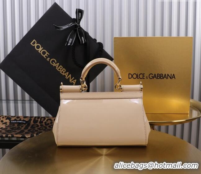 Best Quality Dolce&Gabbana Patent Calfskin Small Sicily handbag BB6111 Nude Pink 2024