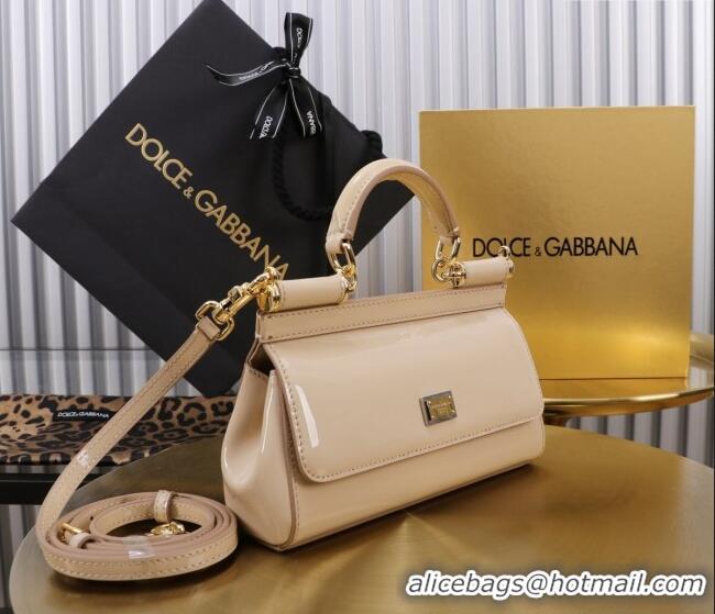 Best Quality Dolce&Gabbana Patent Calfskin Small Sicily handbag BB6111 Nude Pink 2024