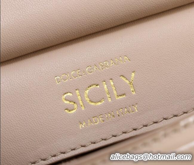 Best Quality Dolce&Gabbana Patent Calfskin Small Sicily handbag BB6111 Nude Pink 2024