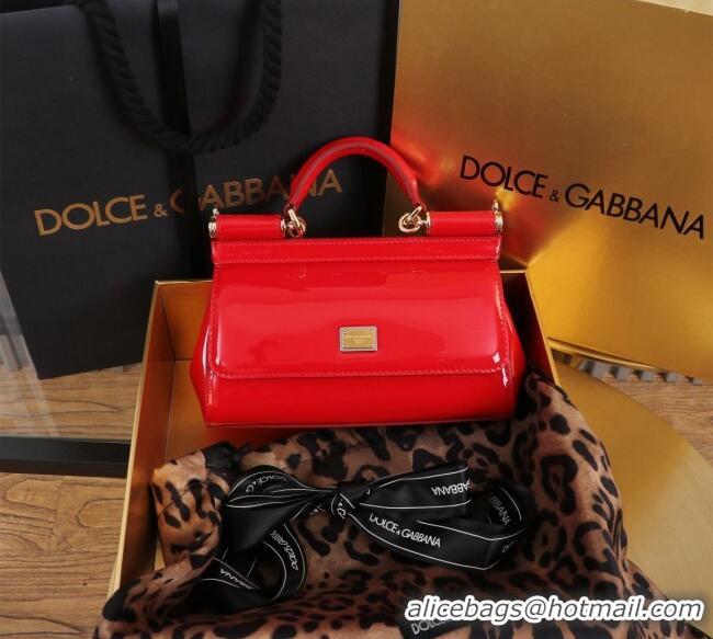 Top Design Dolce&Gabbana Patent Calfskin Small Sicily handbag BB6111 Red 2024