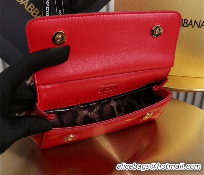 Top Design Dolce&Gabbana Patent Calfskin Small Sicily handbag BB6111 Red 2024