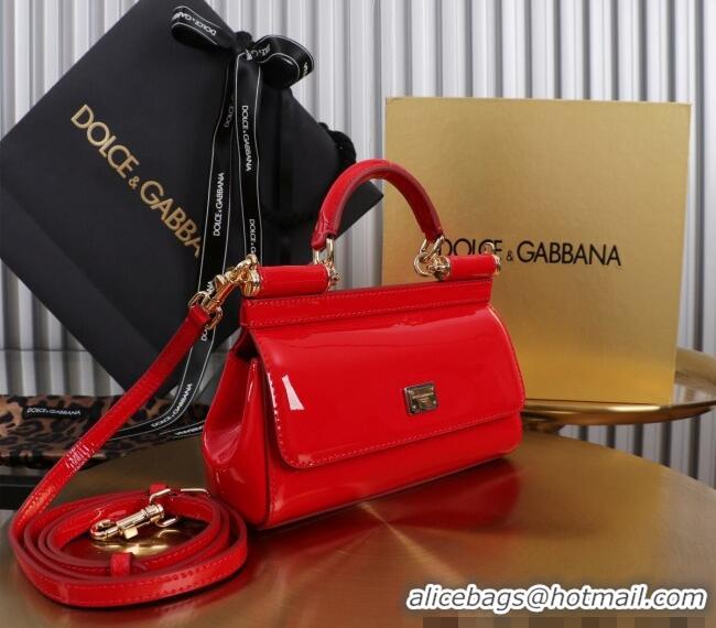 Top Design Dolce&Gabbana Patent Calfskin Small Sicily handbag BB6111 Red 2024