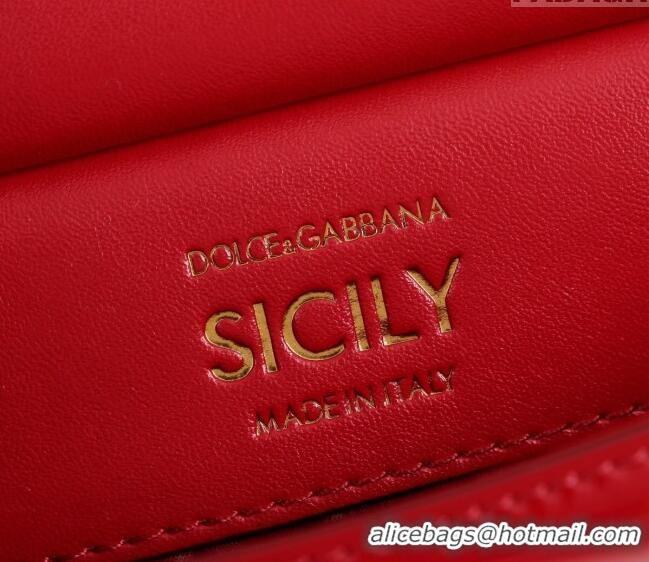 Top Design Dolce&Gabbana Patent Calfskin Small Sicily handbag BB6111 Red 2024