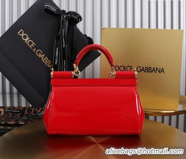 Top Design Dolce&Gabbana Patent Calfskin Small Sicily handbag BB6111 Red 2024