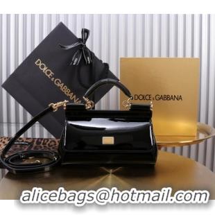 Top Discount Dolce&Gabbana Patent Calfskin Small Sicily handbag BB6111 Black 2024