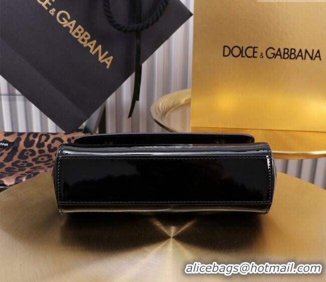 Top Discount Dolce&Gabbana Patent Calfskin Small Sicily handbag BB6111 Black 2024