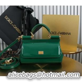 Good Taste Dolce&Gabbana Patent Calfskin Small Sicily handbag BB6111 Green 2024