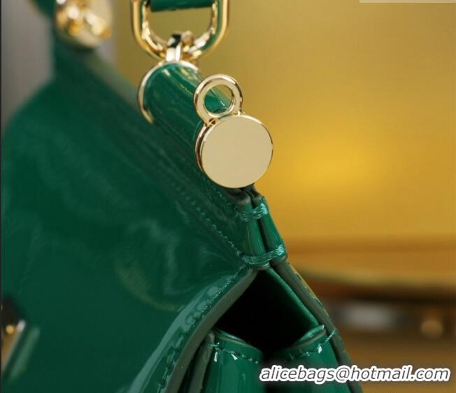 Good Taste Dolce&Gabbana Patent Calfskin Small Sicily handbag BB6111 Green 2024