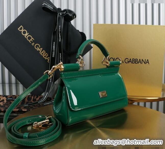 Good Taste Dolce&Gabbana Patent Calfskin Small Sicily handbag BB6111 Green 2024