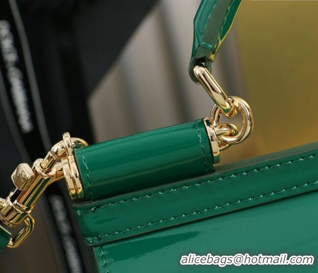 Good Taste Dolce&Gabbana Patent Calfskin Small Sicily handbag BB6111 Green 2024