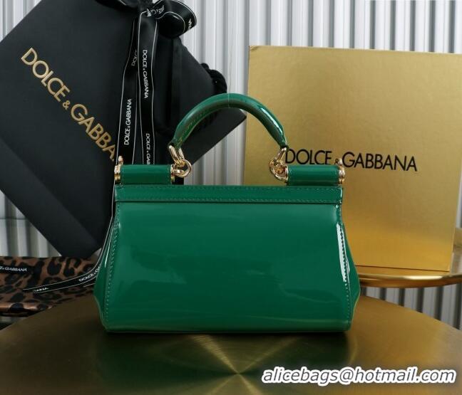 Good Taste Dolce&Gabbana Patent Calfskin Small Sicily handbag BB6111 Green 2024