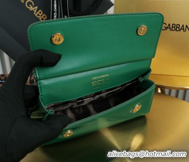 Good Taste Dolce&Gabbana Patent Calfskin Small Sicily handbag BB6111 Green 2024