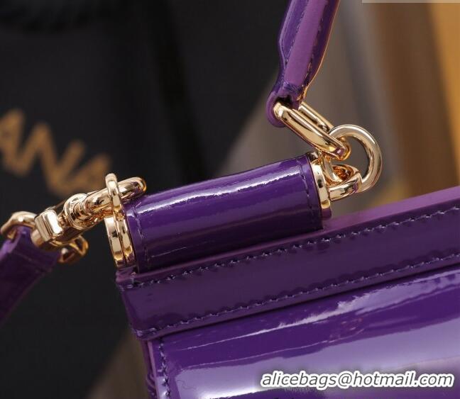 Pretty Style Dolce&Gabbana Patent Calfskin Small Sicily handbag BB6112 Purple 2024