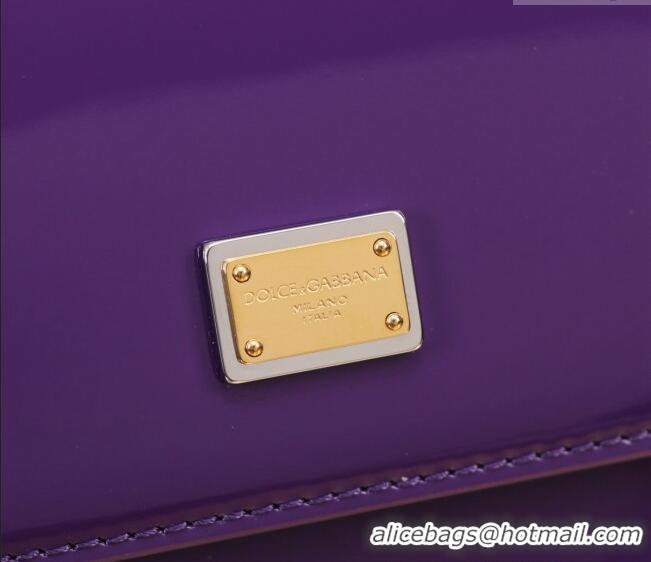 Pretty Style Dolce&Gabbana Patent Calfskin Small Sicily handbag BB6112 Purple 2024