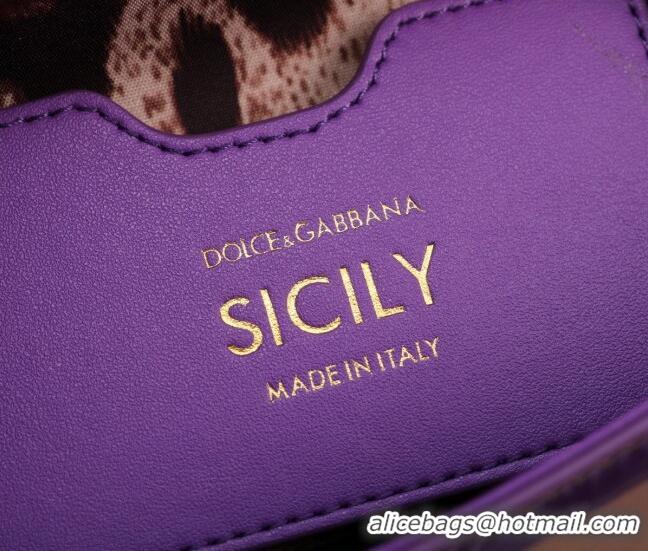 Pretty Style Dolce&Gabbana Patent Calfskin Small Sicily handbag BB6112 Purple 2024