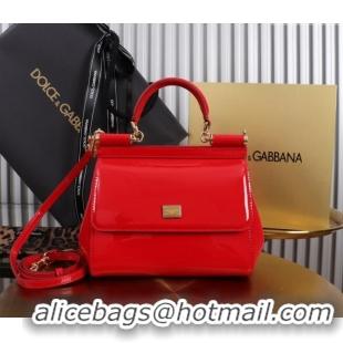 Good Looking Dolce&Gabbana Patent Calfskin Small Sicily handbag BB6112 Red 2024