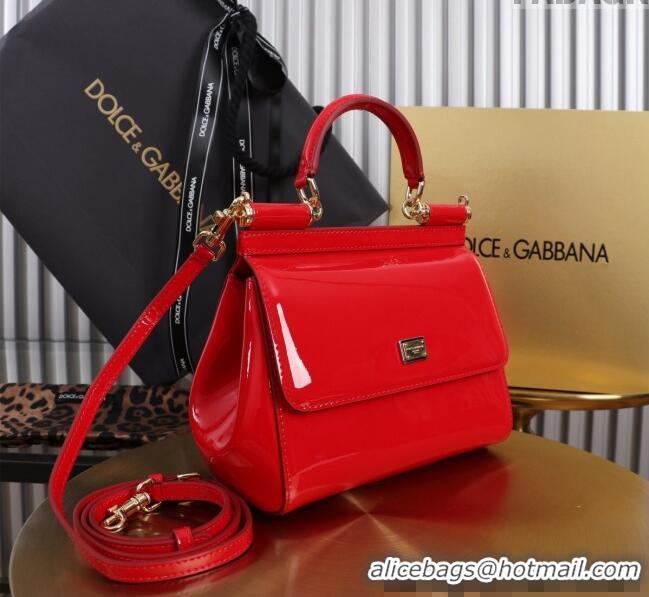 Good Looking Dolce&Gabbana Patent Calfskin Small Sicily handbag BB6112 Red 2024