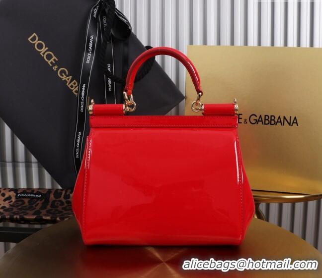 Good Looking Dolce&Gabbana Patent Calfskin Small Sicily handbag BB6112 Red 2024