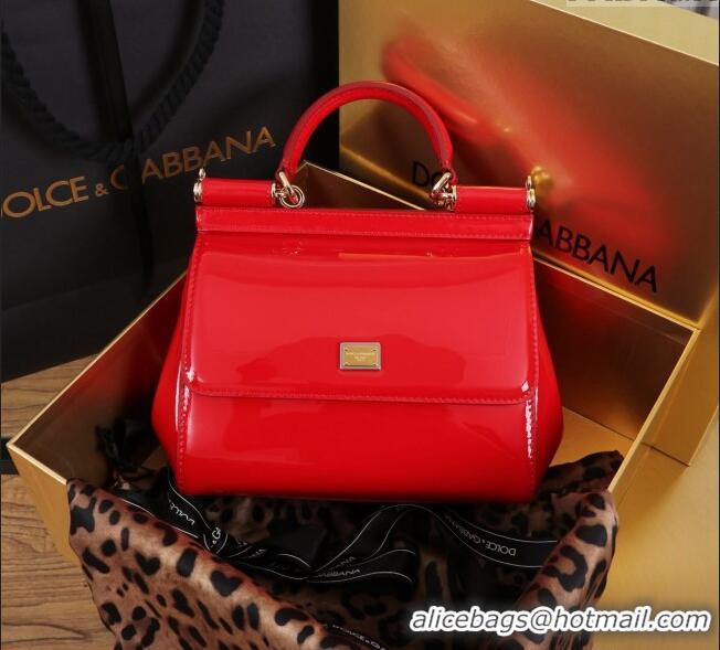 Good Looking Dolce&Gabbana Patent Calfskin Small Sicily handbag BB6112 Red 2024