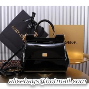 Well Crafted Dolce&Gabbana Patent Calfskin Small Sicily handbag BB6112 Black 2024