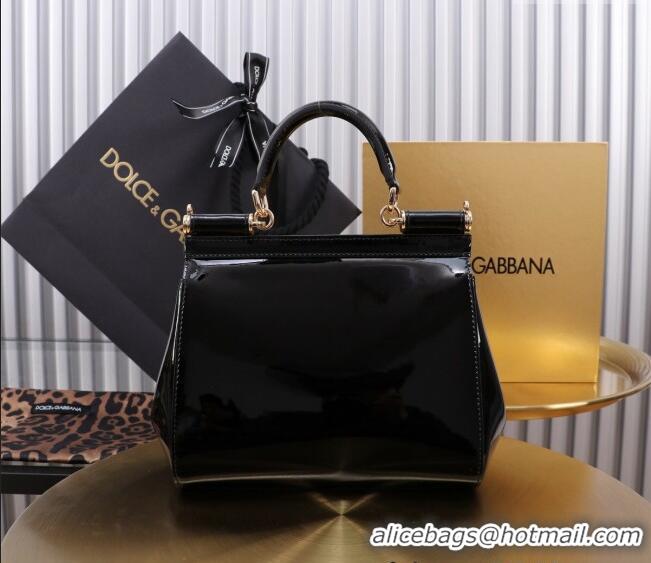 Well Crafted Dolce&Gabbana Patent Calfskin Small Sicily handbag BB6112 Black 2024