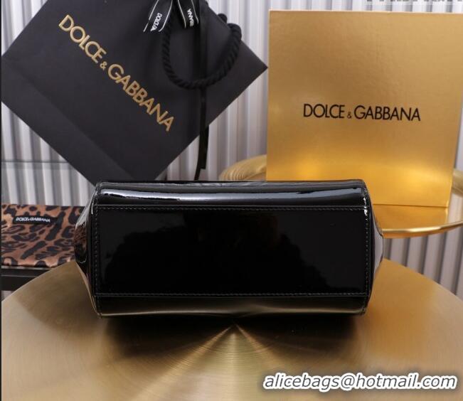 Well Crafted Dolce&Gabbana Patent Calfskin Small Sicily handbag BB6112 Black 2024