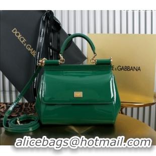 Popular Style Dolce&Gabbana Patent Calfskin Small Sicily handbag BB6112 Green 2024