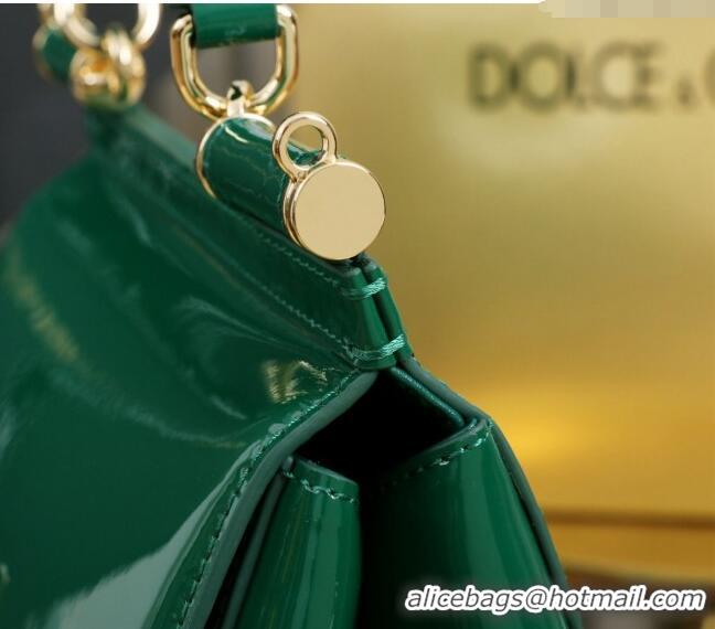 Popular Style Dolce&Gabbana Patent Calfskin Small Sicily handbag BB6112 Green 2024