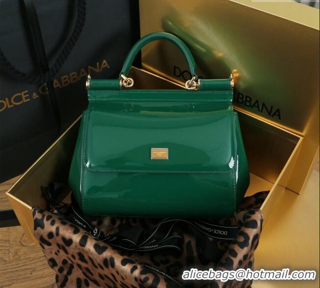 Popular Style Dolce&Gabbana Patent Calfskin Small Sicily handbag BB6112 Green 2024