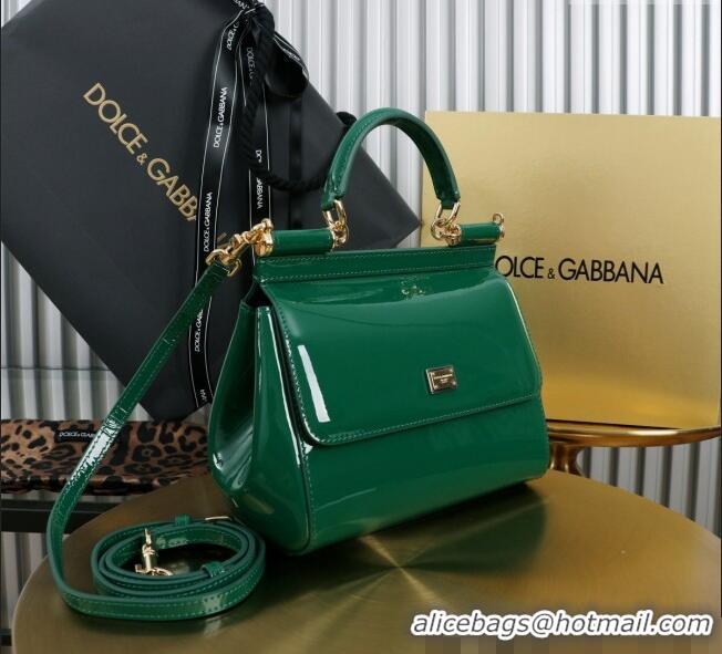 Popular Style Dolce&Gabbana Patent Calfskin Small Sicily handbag BB6112 Green 2024