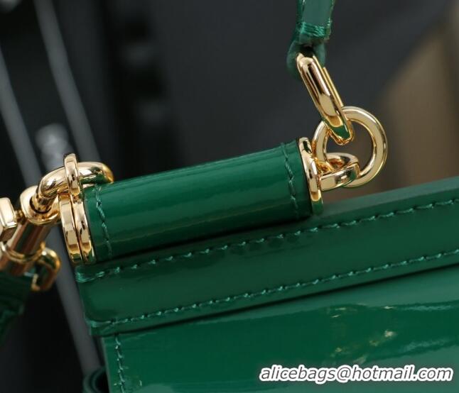 Popular Style Dolce&Gabbana Patent Calfskin Small Sicily handbag BB6112 Green 2024