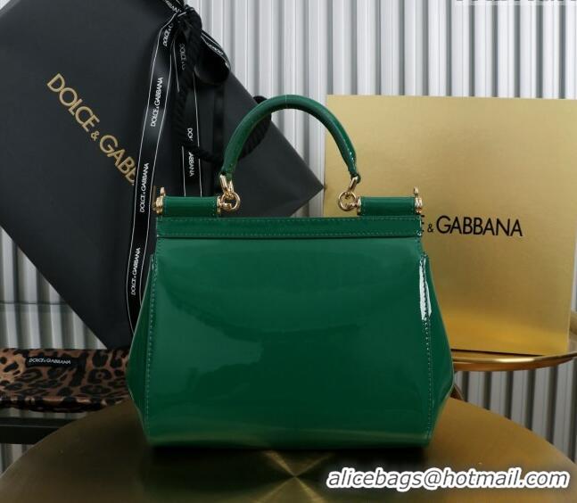 Popular Style Dolce&Gabbana Patent Calfskin Small Sicily handbag BB6112 Green 2024