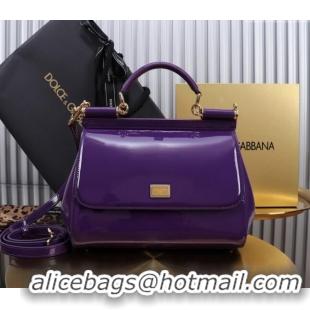 Buy Discount Dolce&Gabbana Patent Calfskin Large Sicily handbag BB6113 Purple 2024