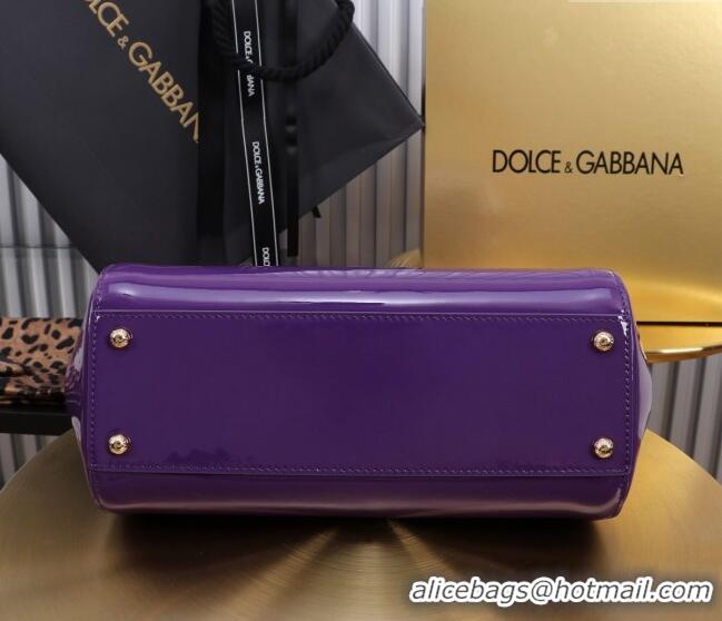 Buy Discount Dolce&Gabbana Patent Calfskin Large Sicily handbag BB6113 Purple 2024