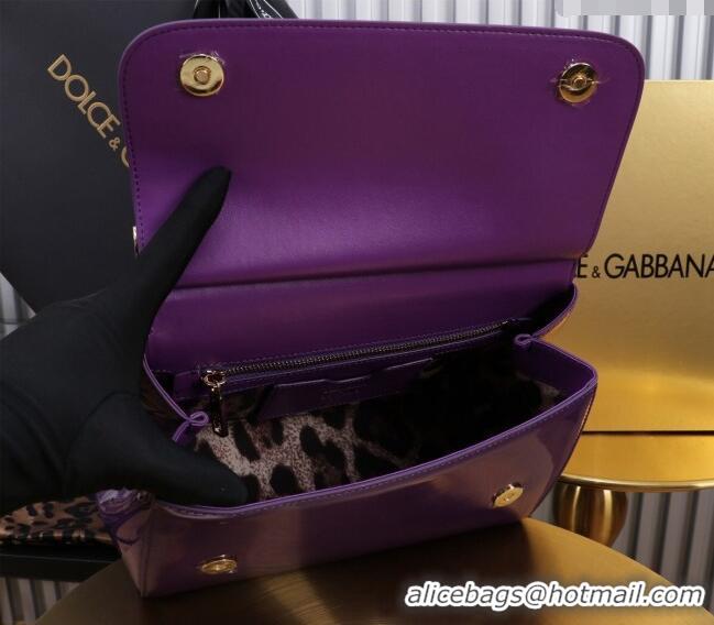 Buy Discount Dolce&Gabbana Patent Calfskin Large Sicily handbag BB6113 Purple 2024