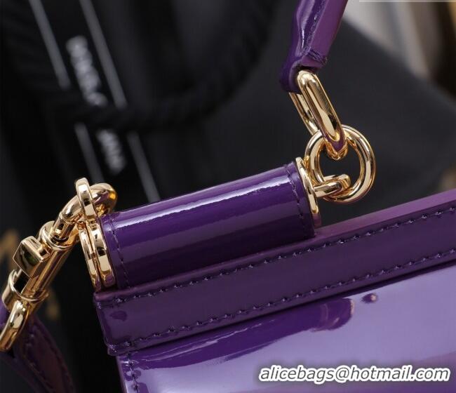 Buy Discount Dolce&Gabbana Patent Calfskin Large Sicily handbag BB6113 Purple 2024