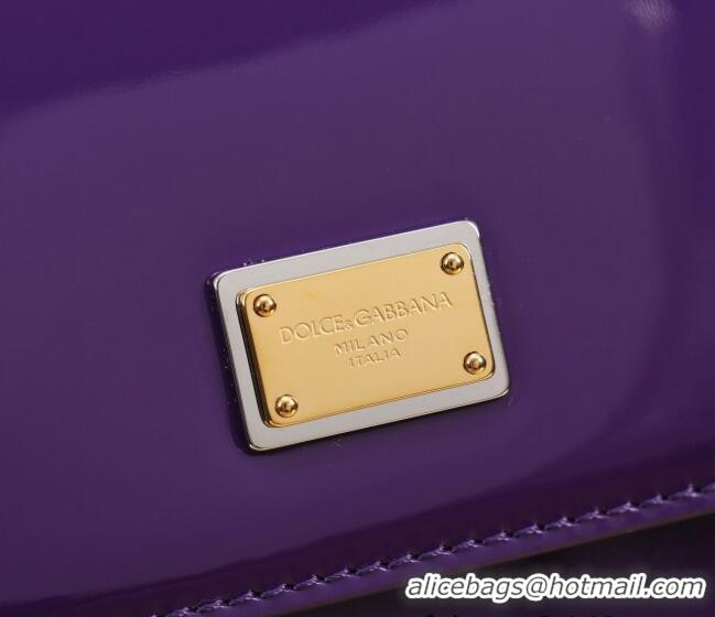 Buy Discount Dolce&Gabbana Patent Calfskin Large Sicily handbag BB6113 Purple 2024