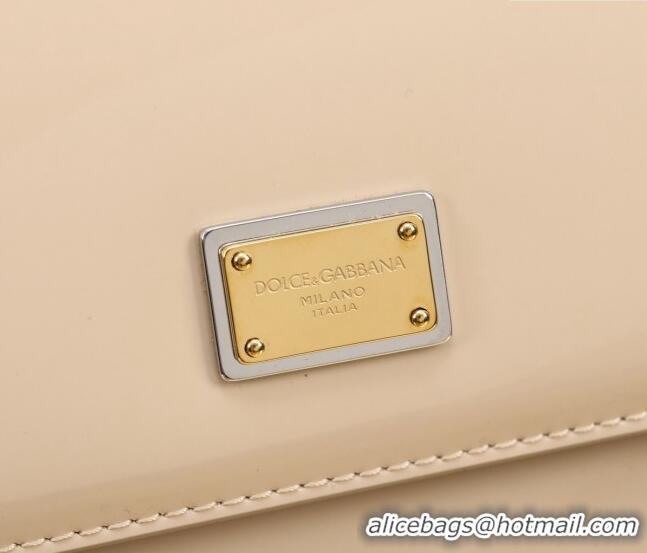 Good Quality Dolce&Gabbana Patent Calfskin Large Sicily handbag BB6113 Nude Pink 2024