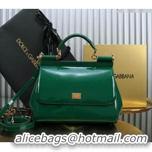 Best Quality Dolce&Gabbana Patent Calfskin Large Sicily handbag BB6113 Green 2024