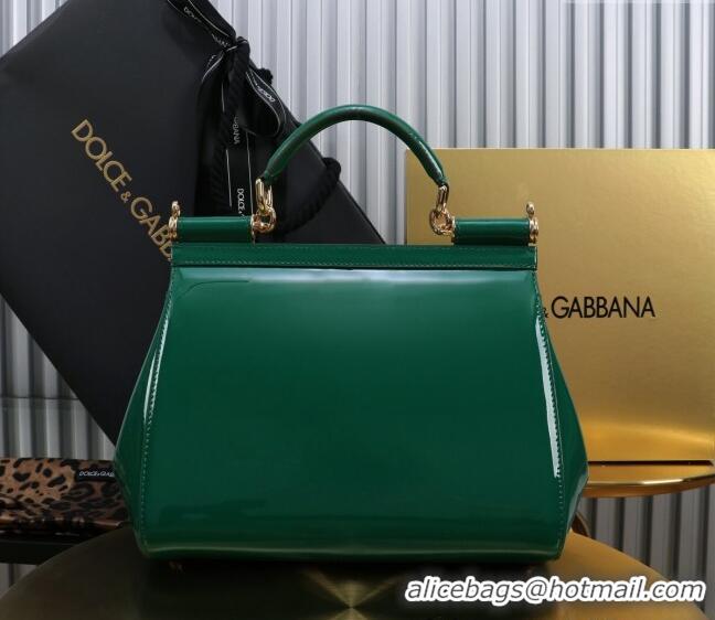 Best Quality Dolce&Gabbana Patent Calfskin Large Sicily handbag BB6113 Green 2024