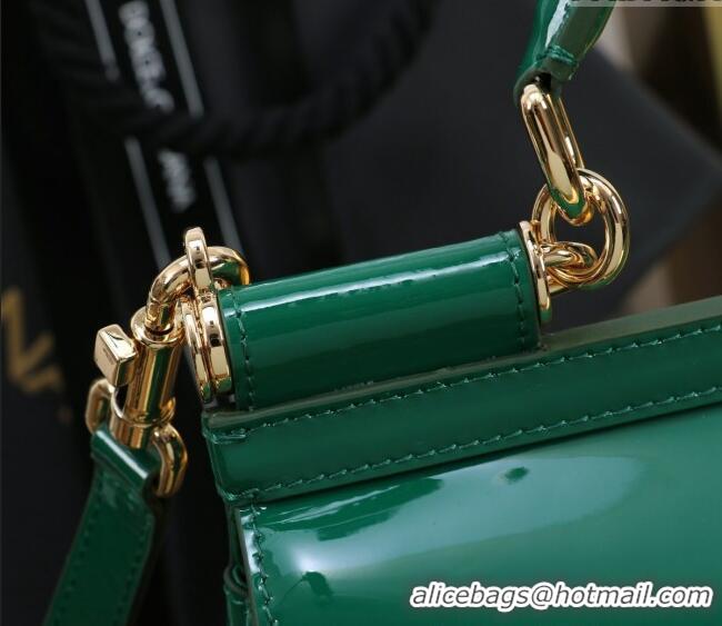 Best Quality Dolce&Gabbana Patent Calfskin Large Sicily handbag BB6113 Green 2024