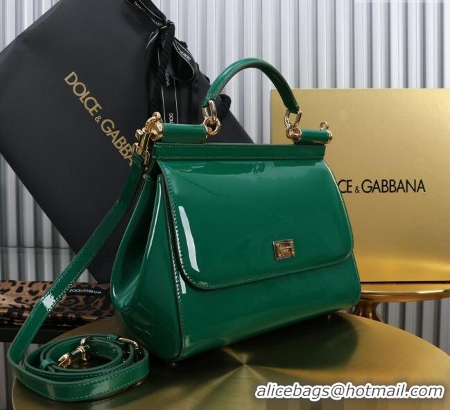 Best Quality Dolce&Gabbana Patent Calfskin Large Sicily handbag BB6113 Green 2024