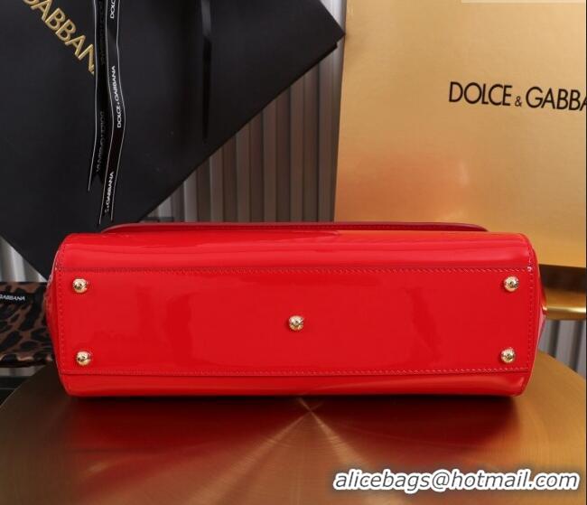 Famous Brand Dolce&Gabbana Elongated Patent Calfskin Large Sicily handbag BB6114 Red 2024