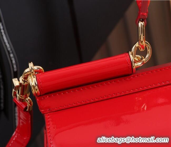 Famous Brand Dolce&Gabbana Elongated Patent Calfskin Large Sicily handbag BB6114 Red 2024